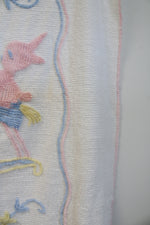 Vintage Chenille Bunny On Rocking Horse Baby Blanket