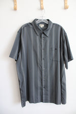 Haggar Black Gray & Gold Striped Button Down Shirt | XXL
