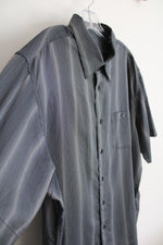 Haggar Black Gray & Gold Striped Button Down Shirt | XXL