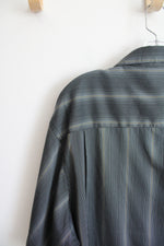 Haggar Black Gray & Gold Striped Button Down Shirt | XXL
