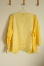 NEW Alfred Dunner Yellow Lace Cardigan with White Tank and Necklace Attached | 3XL