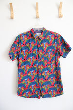 Ditch Plains Colorful Parrot Button Down Shirt | M