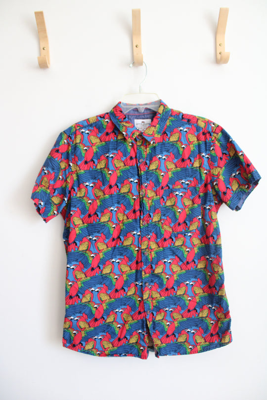 Ditch Plains Colorful Parrot Button Down Shirt | M