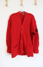 Princeton Knitting Mills Collegiate Red Vintage Cardigan Sweater | L