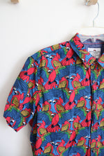 Ditch Plains Colorful Parrot Button Down Shirt | M