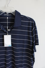 NEW Nike Golf Dri-Fit Navy & White Striped Polo Shirt | XL