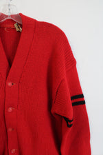 Princeton Knitting Mills Collegiate Red Vintage Cardigan Sweater | L