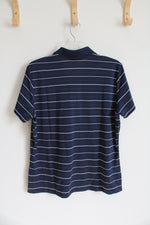 NEW Nike Golf Dri-Fit Navy & White Striped Polo Shirt | XL