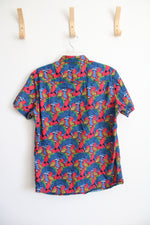 Ditch Plains Colorful Parrot Button Down Shirt | M