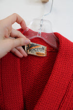 Princeton Knitting Mills Collegiate Red Vintage Cardigan Sweater | L