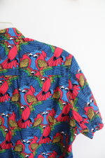 Ditch Plains Colorful Parrot Button Down Shirt | M