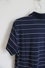 NEW Nike Golf Dri-Fit Navy & White Striped Polo Shirt | XL