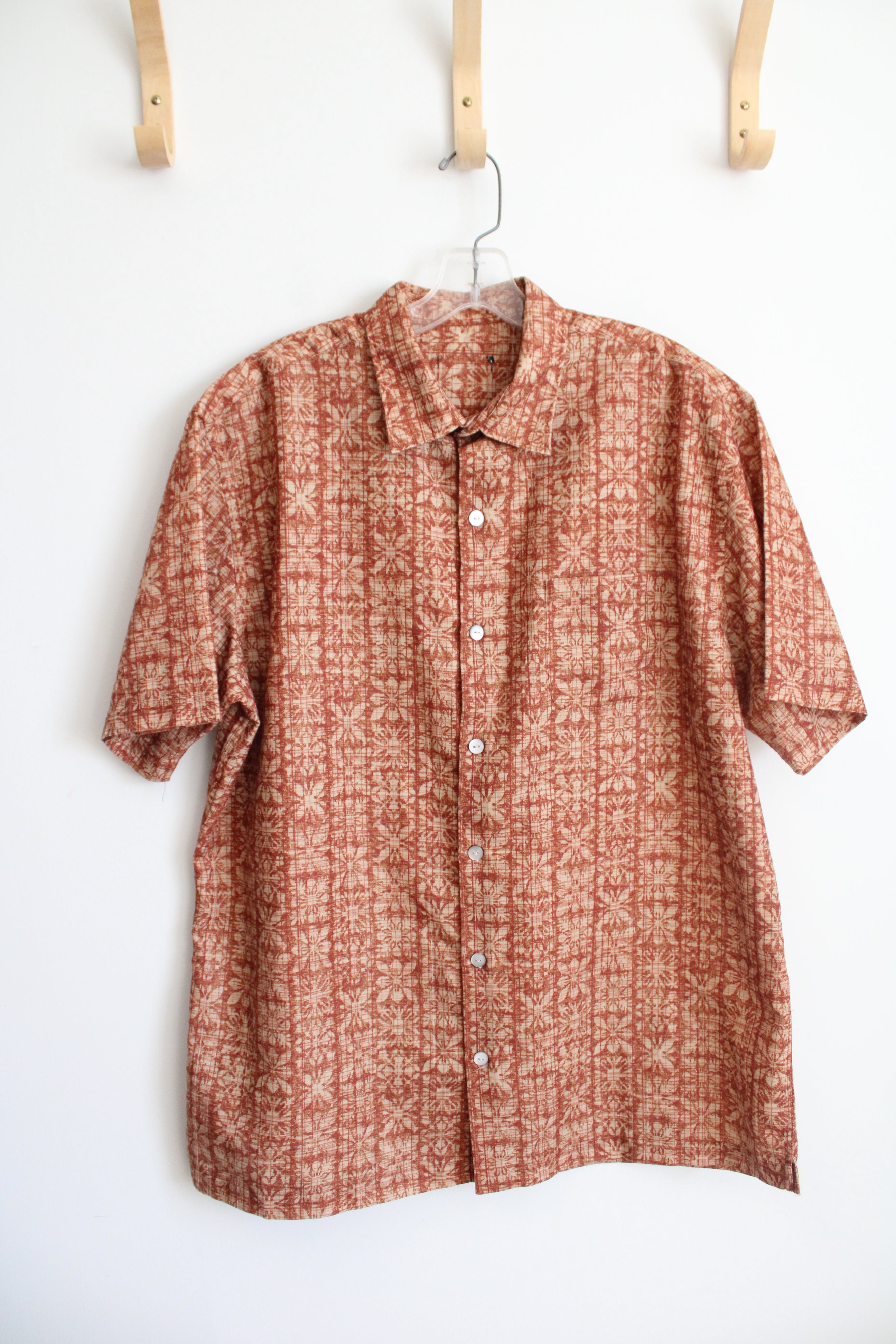 Orange Patterned Button Down Shirt | XL
