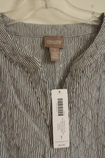 NEW Chicos Blue and White Striped Textured Tie Front Top | 1