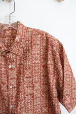 Orange Patterned Button Down Shirt | XL