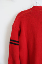 Princeton Knitting Mills Collegiate Red Vintage Cardigan Sweater | L