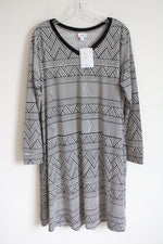 NEW LuLaRoe Emily Black White Chevron Long Sleeved Dress | XL