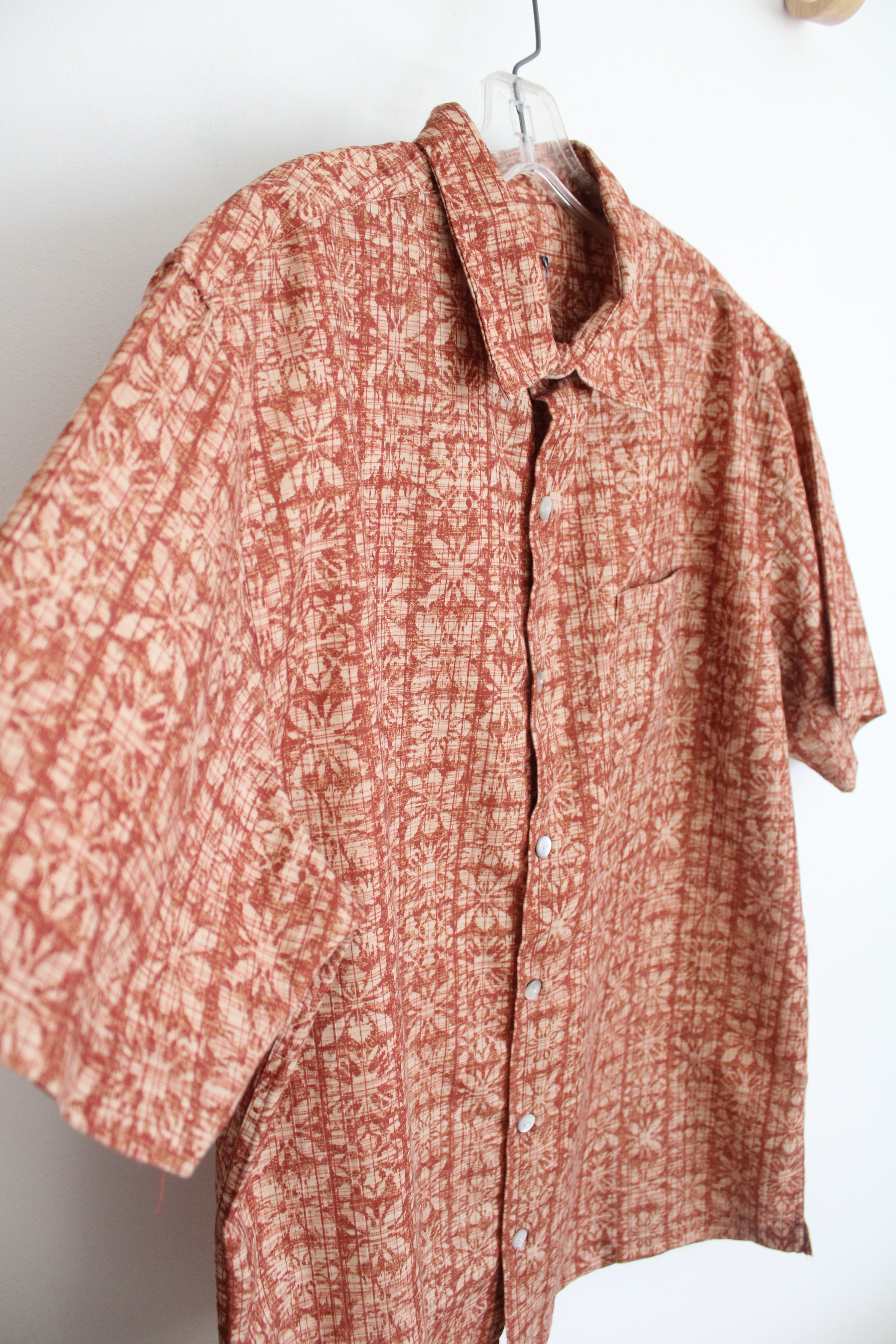 Orange Patterned Button Down Shirt | XL
