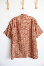 Orange Patterned Button Down Shirt | XL