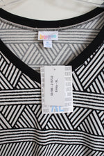 NEW LuLaRoe Emily Black White Chevron Long Sleeved Dress | XL
