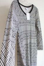 NEW LuLaRoe Emily Black White Chevron Long Sleeved Dress | XL