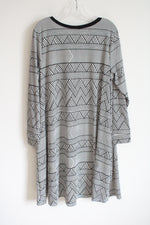 NEW LuLaRoe Emily Black White Chevron Long Sleeved Dress | XL