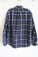 Ralph Lauren Classic Fit Polo Blue Green Tartan Plaid Button Down Shirt | XL