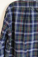 Ralph Lauren Classic Fit Polo Blue Green Tartan Plaid Button Down Shirt | XL