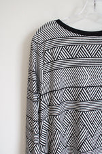 NEW LuLaRoe Emily Black White Chevron Long Sleeved Dress | XL