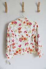 NEW Talbots Cream Pink & Orange Floral Blazer | 4