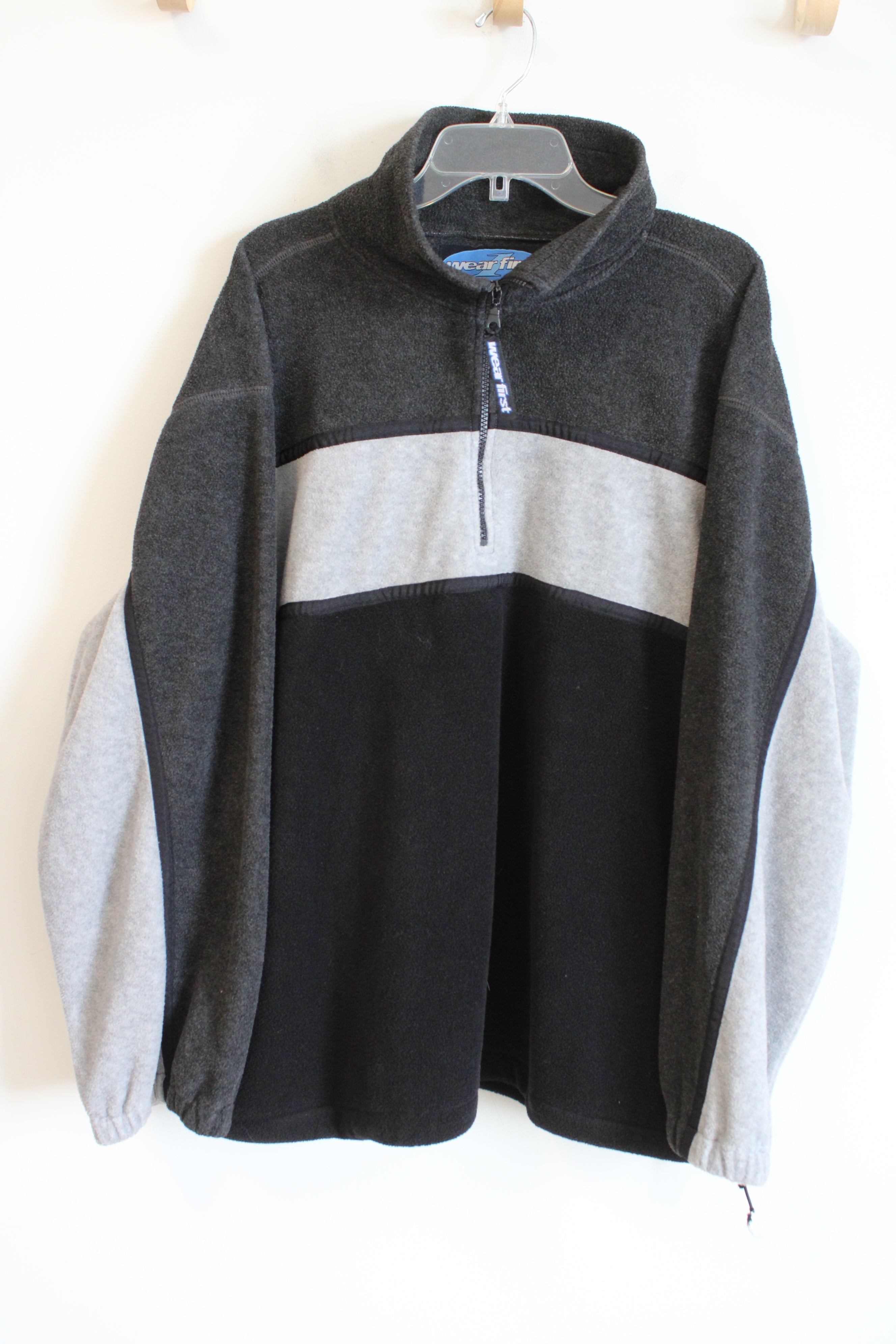 Wear First Vintage 90's Gray Fleece 1/4 Zip Pullover Sweatshirt | XL