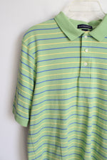 Lands' End Green Striped Polo Shirt | M