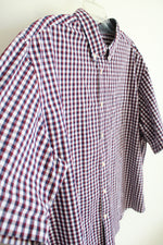 Mason James Red Blue & White Plaid Button Down Shirt | XXL