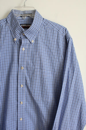 Kirkland Signature Blue Plaid Button Down Shirt | 16 - 35