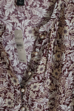 NEW Ann Taylor Burgundy Tan & White Floral Button Down Blouse | M