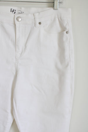 DG2 White Embroidered Bottom Ankle Jeans | 12 Petite