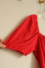 NEW Old Navy Cotton Coral Square Neck Ruffle Sleeve Top | XL