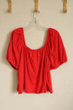 NEW Old Navy Cotton Coral Square Neck Ruffle Sleeve Top | XL