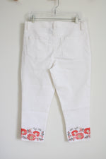 DG2 White Embroidered Bottom Ankle Jeans | 12 Petite