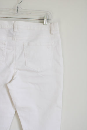 DG2 White Embroidered Bottom Ankle Jeans | 12 Petite