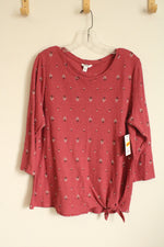 NEW Sonoma Dark Pink Printed 3/4 Sleeve Top | L