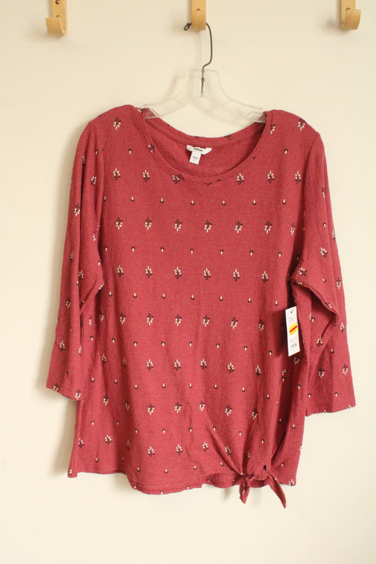 NEW Sonoma Dark Pink Printed 3/4 Sleeve Top | L