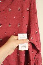 NEW Sonoma Dark Pink Printed 3/4 Sleeve Top | L