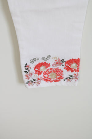 DG2 White Embroidered Bottom Ankle Jeans | 12 Petite
