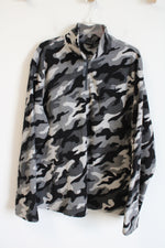 Starter Fleece Gray Black Camo 1/4 Zip Pullover Sweatshirt