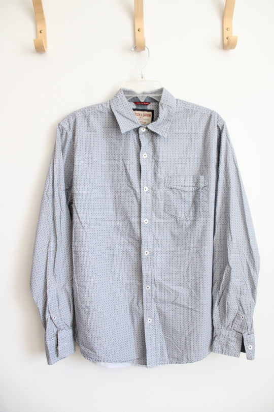 Hudson & Barrow NYC Blue & White Patterned Button Down Shirt | L