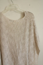 By Anthropologie Beige Linen Blend Poncho Knit Top | One Size
