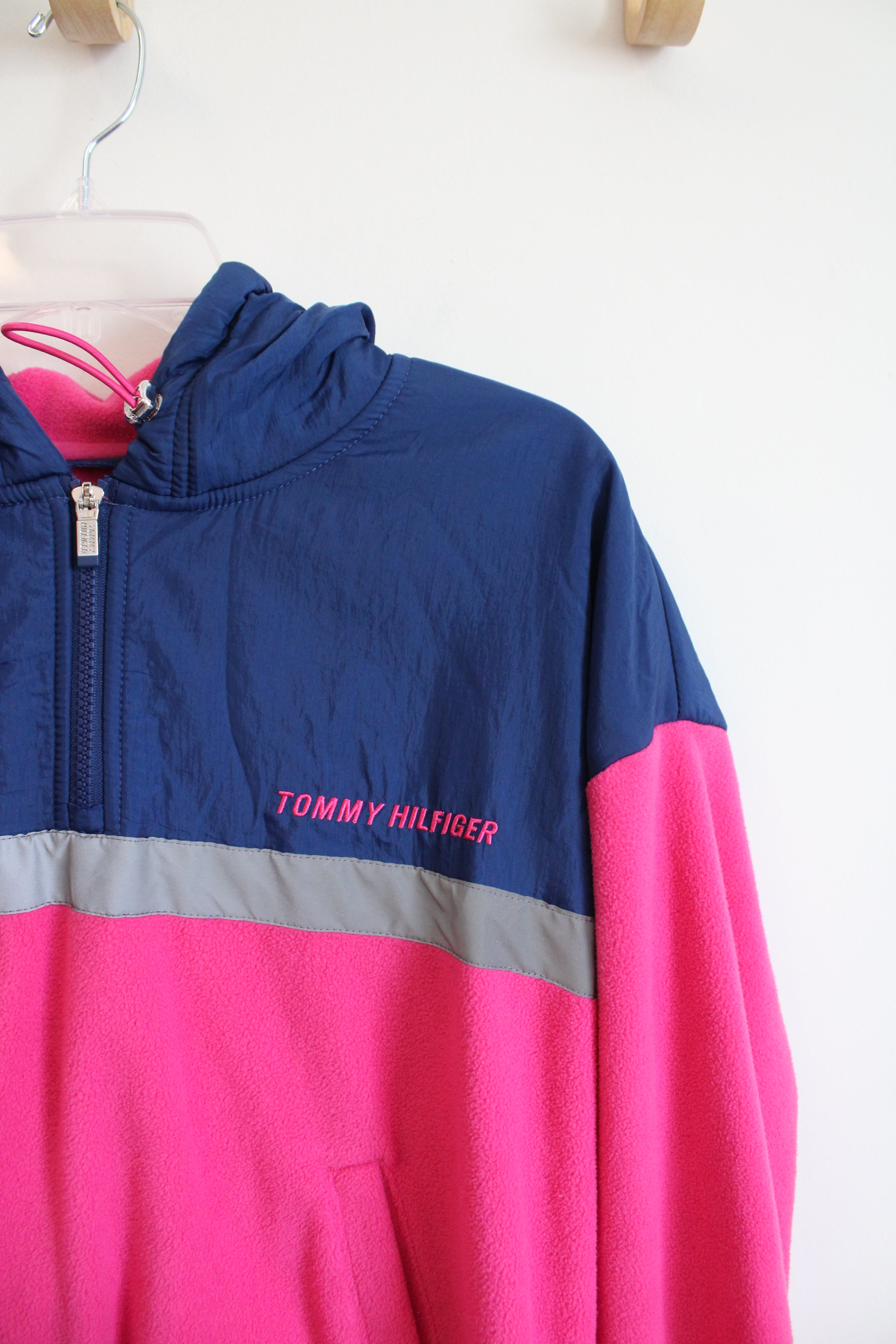Tommy Hilfiger Sport Blue & Pink Fleece 1/4 Zip Jacket | L