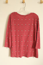 NEW Sonoma Dark Pink Printed 3/4 Sleeve Top | L