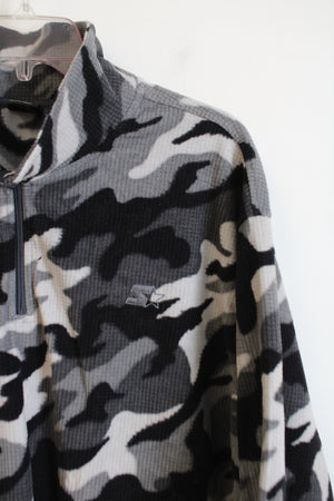 Starter Fleece Gray Black Camo 1/4 Zip Pullover Sweatshirt